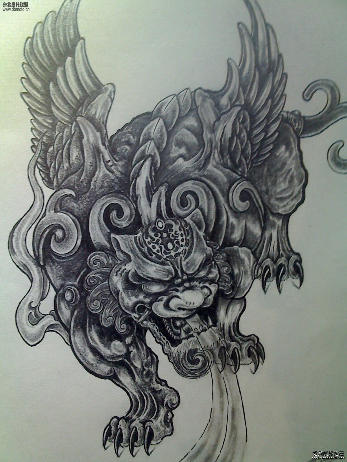 纹身图案大全：经典神兽貔貅纹身图案图片