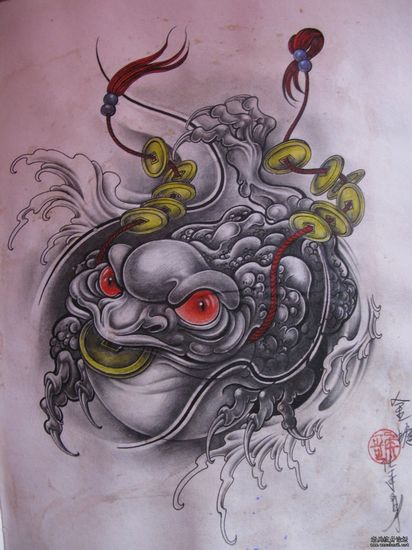 招财蟾蜍纹身图案：招财金蝉纹身图案纹身图片