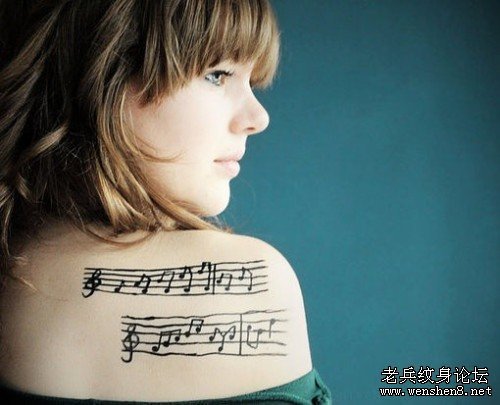 图腾音符纹身图案大全：肩部图腾音符纹身图案纹身图片