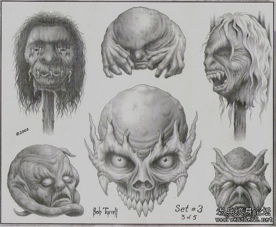 恶魔纹身图案大全：欧美恶魔鬼头纹身图案纹身图片