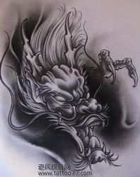 霸气的龙头纹身手稿