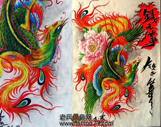 时尚好看的凤凰纹身图案
