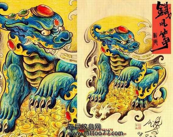 一款看好时尚的貔貅纹身图案