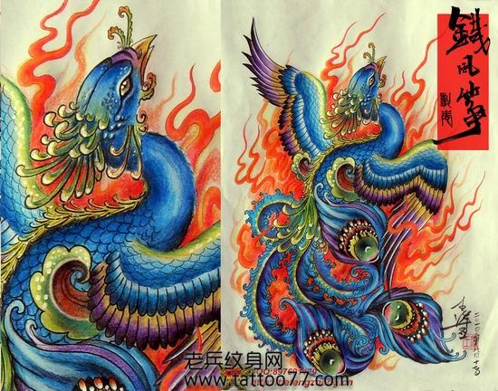 时尚精美的凤凰纹身图案