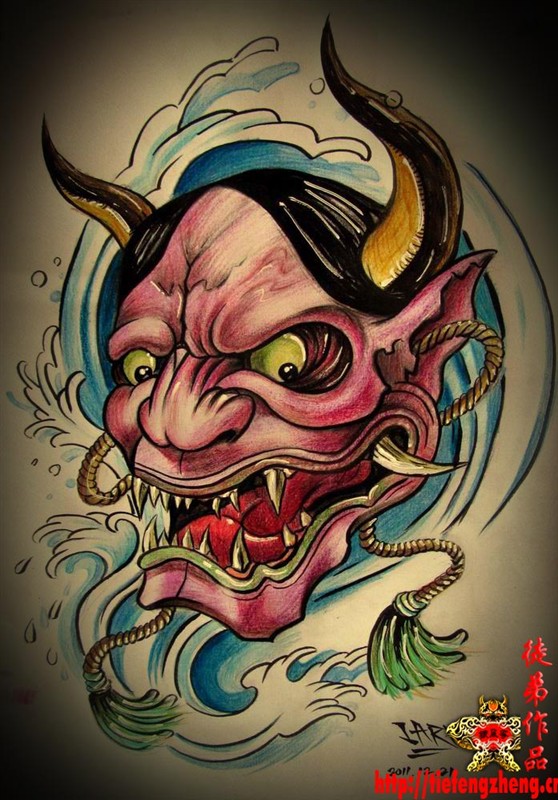 一款简单经典的般若纹身图案