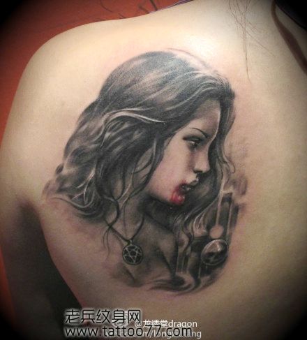 唯美的欧美美女肖像纹身图案