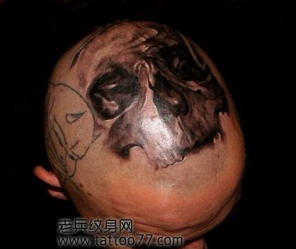 头部超酷的骷髅纹身图案