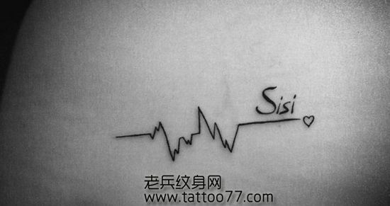 肩部心电图字母纹身图案