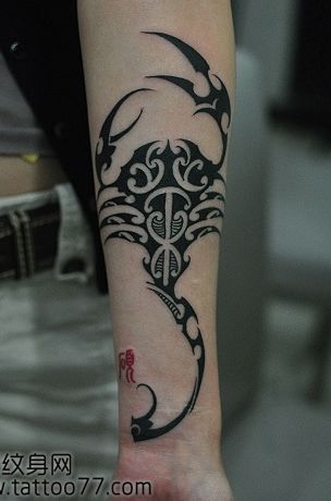 一款手臂帅气经典的图腾蝎子纹身图案