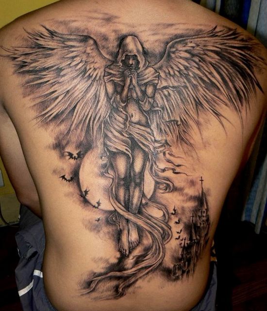 背部好看堕落天使纹身图案