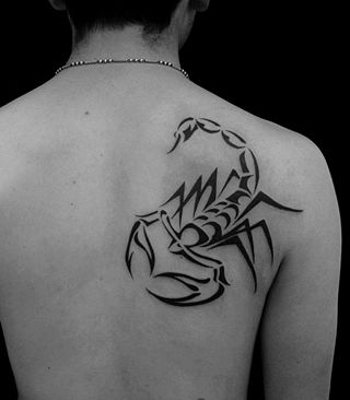 肩部好看流行的图腾蝎子纹身图案