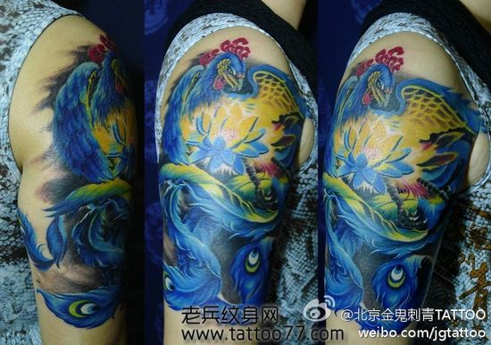 美女手臂好看经典的凤凰纹身图案