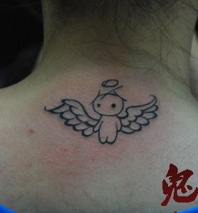 可爱流行的图腾小天使纹身图案