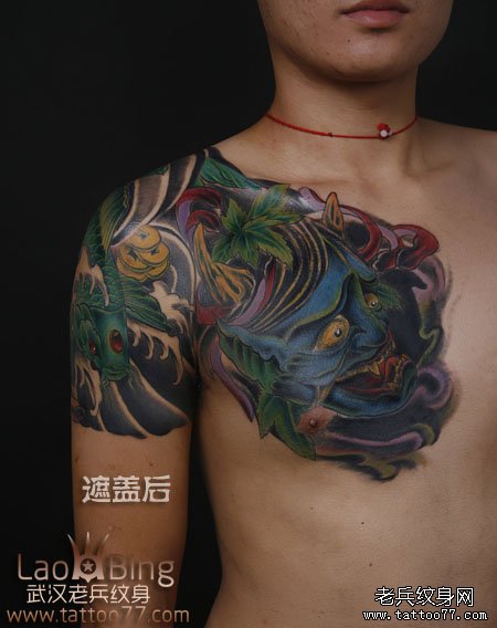 武汉最好的纹身店兵哥般若鲤鱼半胛纹身图案作品图片