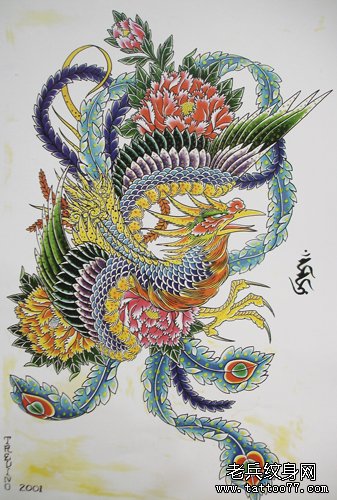 凤戏牡丹纹身图案的寓意